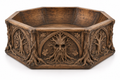 Brown Haunted Forest decorative bowl with a tree-like face, twisting roots, branches, leaves, and pointed arches.